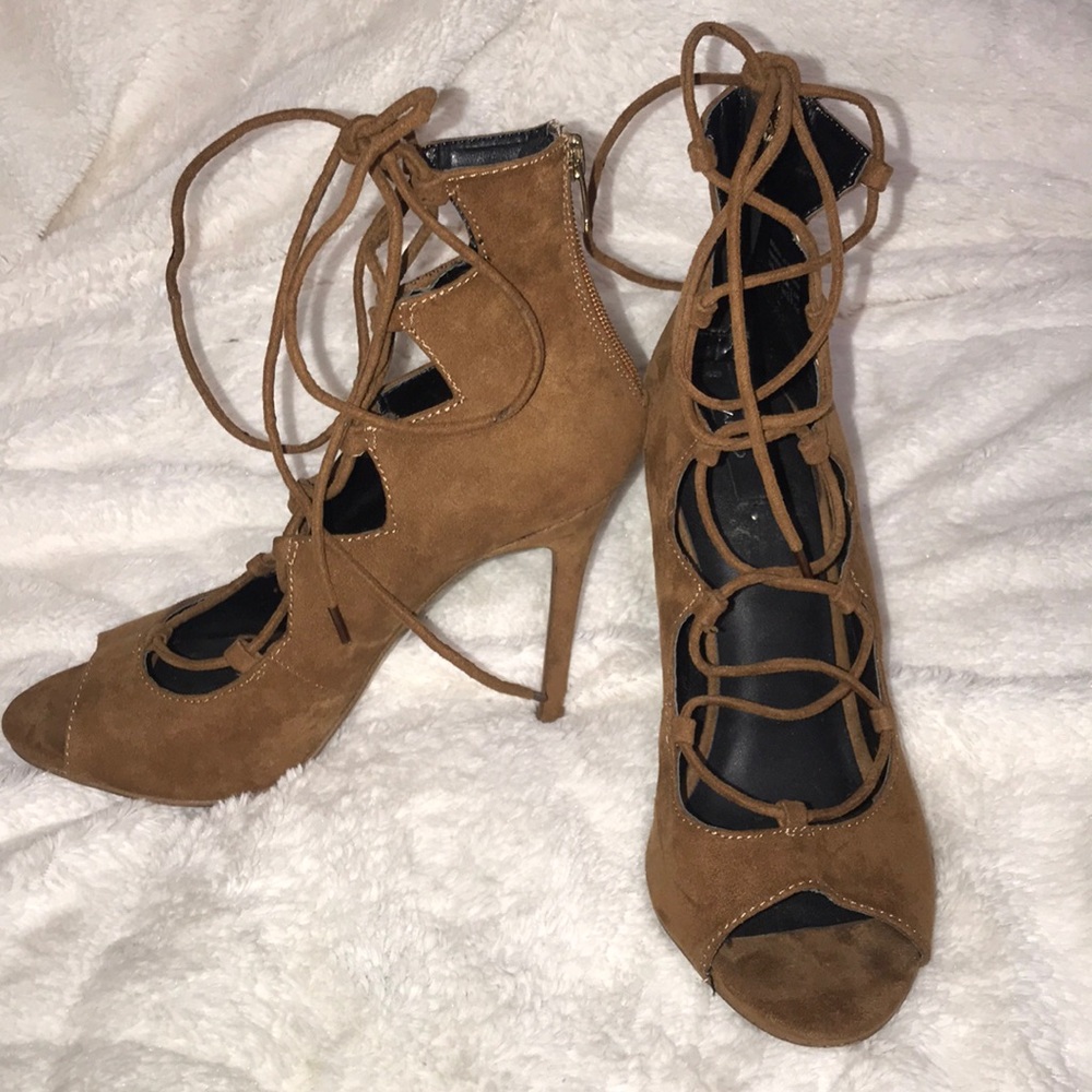 Aldo Brown Suede Tie Up Heel